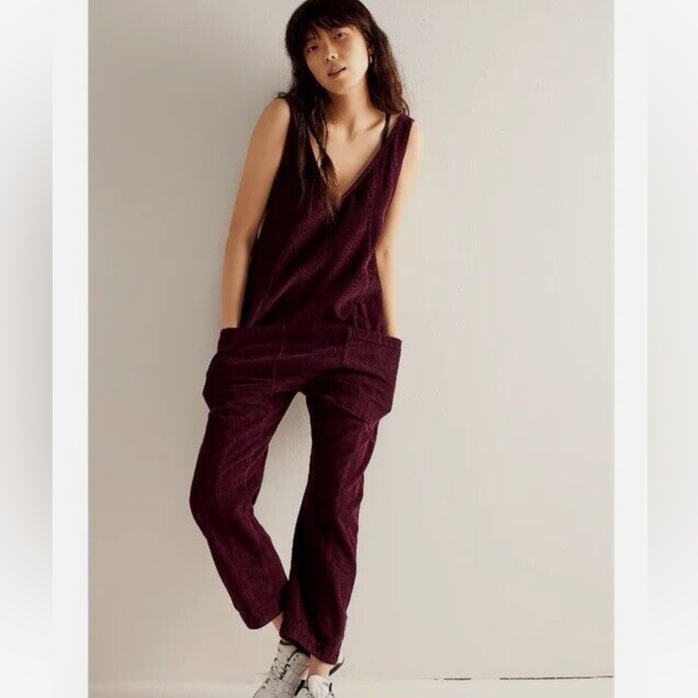 Free People High Roller Corduroy Overalls - Italian Plum